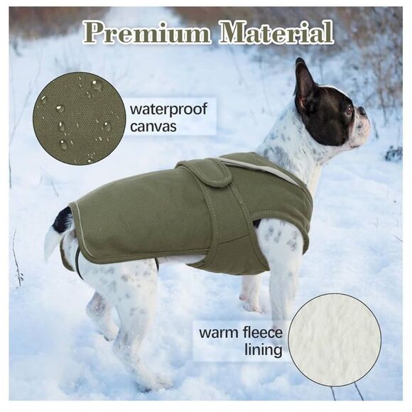 Kuoser Canvas Dog Winter Coat Reflective Fleece size XL army green - Picture 6 of 9